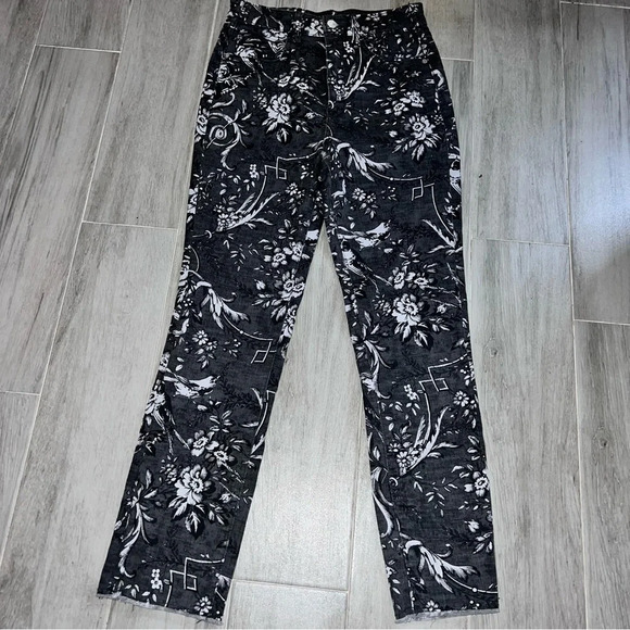 Pilcro Anthropologie Gray Floral High Rise Cigarette Jeans, Women’s Size 27 - Picture 1 of 8